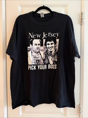 Vintage New Jersey 'Pick Your Boss' Black Graphic T-Shirt Springsteen/Soprano